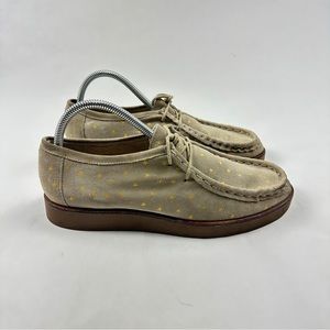 THE GREAT Scout Platform Loafers Taupe Star Print‎ Shearling Lined Suede 10